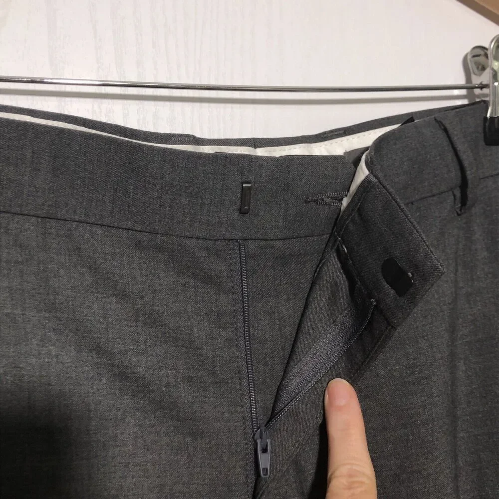 H&M Dress Pants Mens 44 R Gray Slim Fit Stretch Pockets Flat Front New